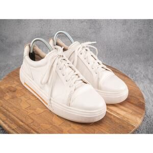 Clarks Women's Cream Leather Lace-Up Sneakers